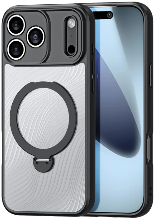 Dux Ducis Aimo Mag Case with Magnetic Ring and Stand for iPhone 17 Pro – Black