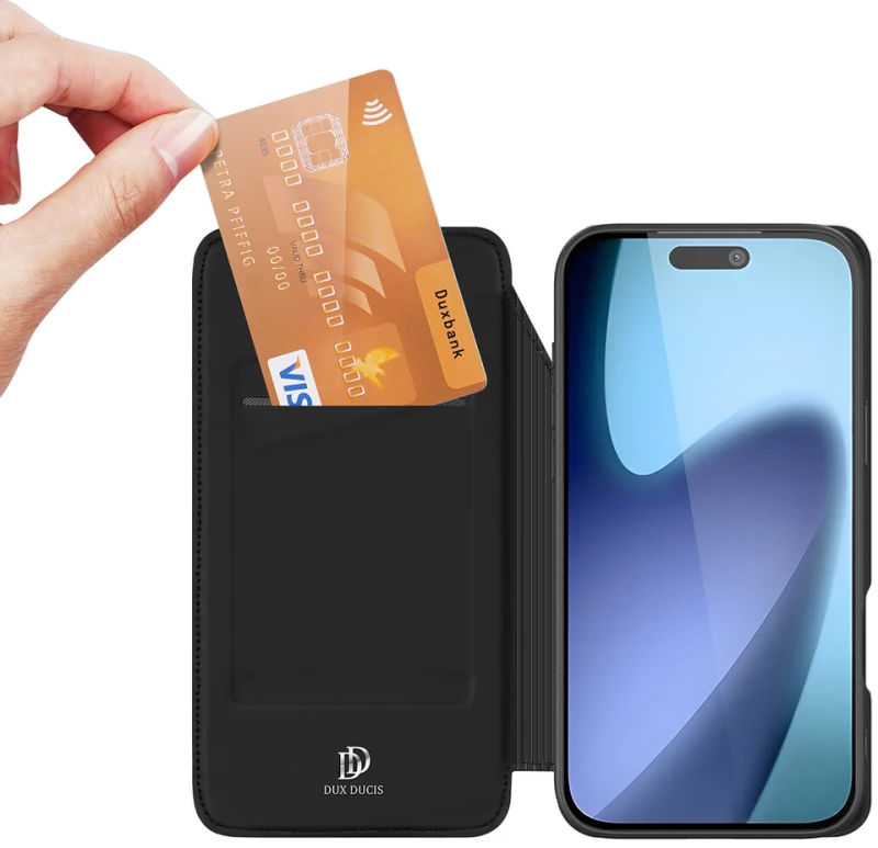 Dux Ducis Skin Pro Case for iPhone 17 Pro with Flip and Card Slot - Black