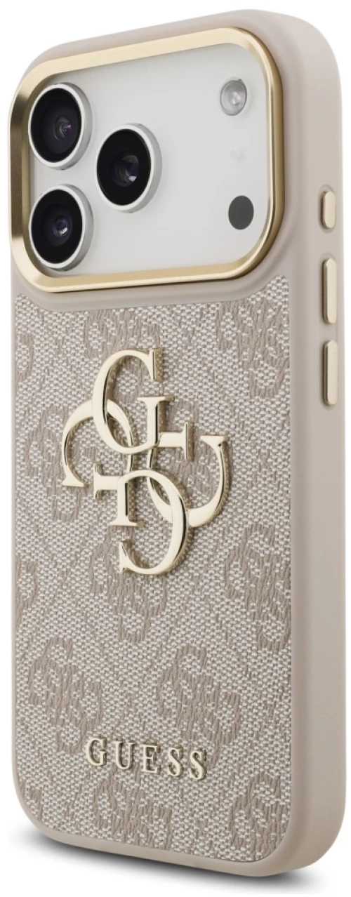 Guess 4G Big 4G Classic Logo Big Strap Metal Buttons Case for iPhone 17 Pro - Pink