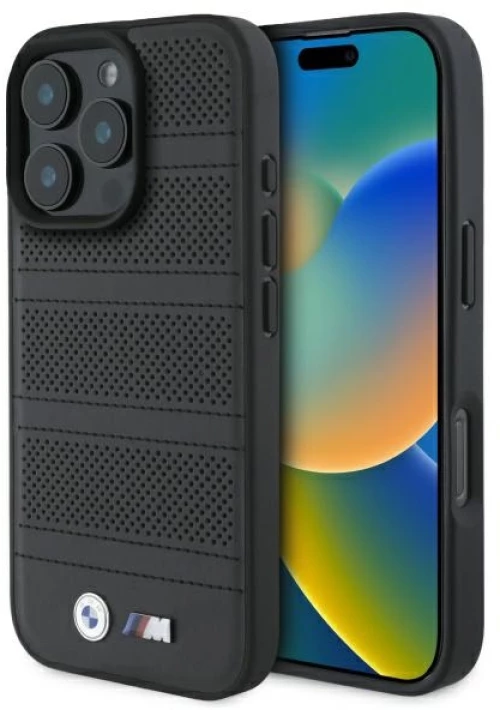 BMW M Perforated And Stitched Line MagSafe case for iPhone 16 Pro Max - black