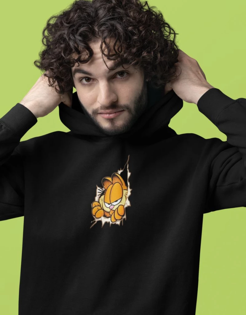 Garfield Φούτερ με Κουκούλα - BLACK