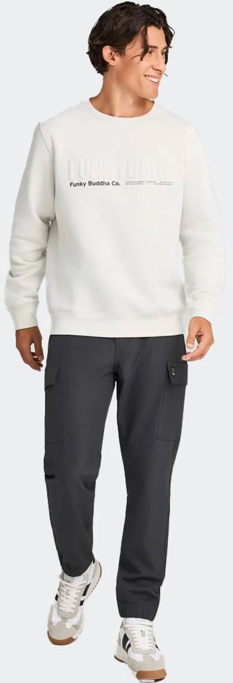 FUNKY BUDDHA Men's Crew Neck Sweater - FBM012-008-06-MIST