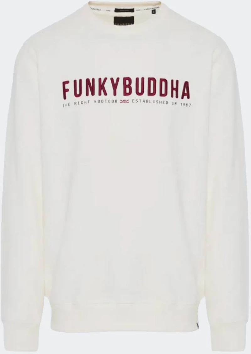FUNKY BUDDHA Men's Crew Neck Sweater - FBM012-004-06-OFF-WHITE