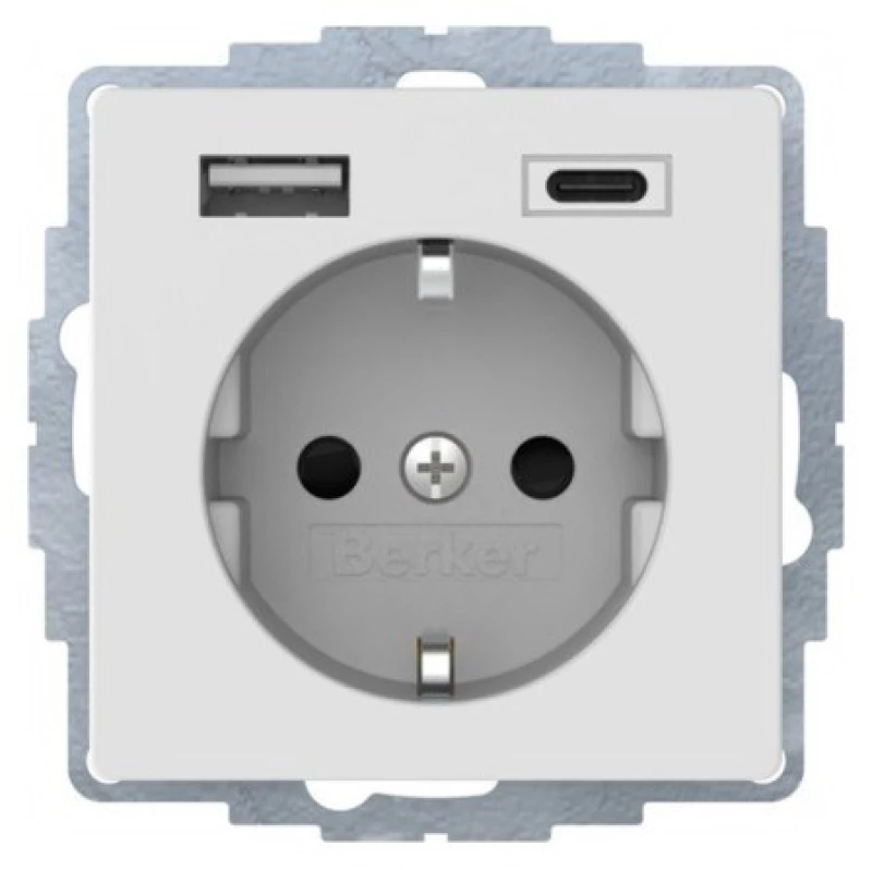 Πρίζα Σούκο με 2xUSB A+C Λευκό Berker 48146089 Hager-48046089-Λευκό 48146089
