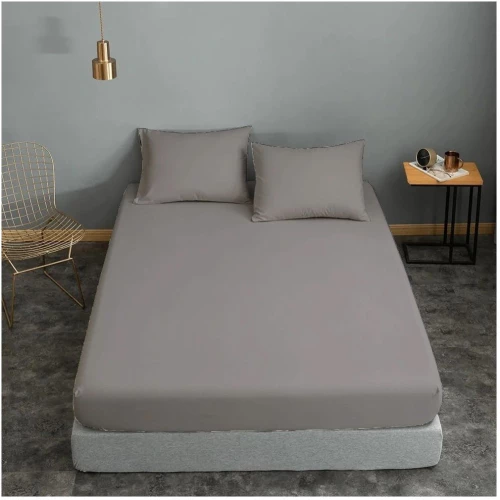 Σεντόνι ΚΟΜΒΟΣ Γκρι μονόχρωμο Υπέρδιπλο με λάστιχο 170x200+20