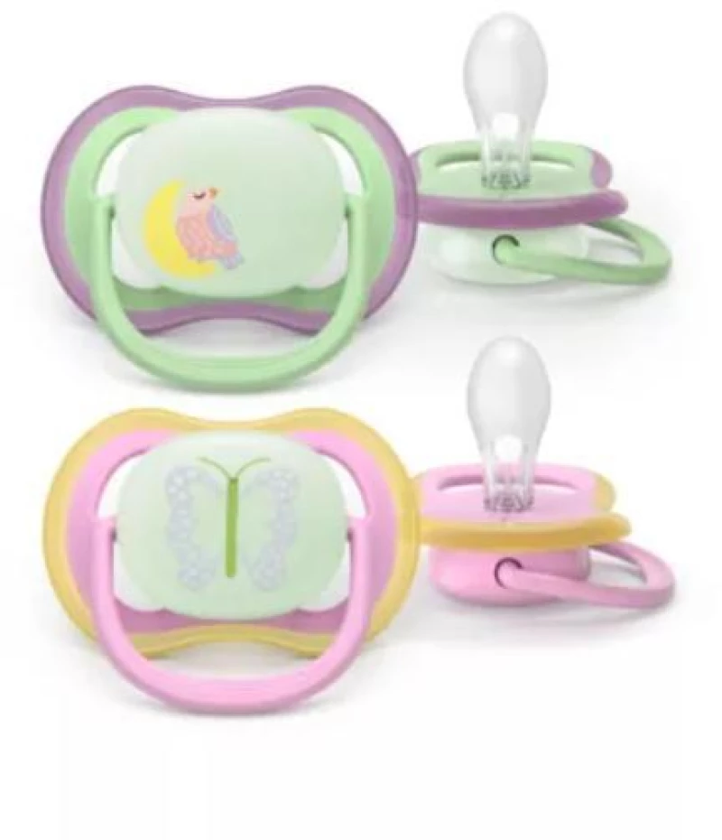 AVENT Πιπίλα Σιλικόνης Ultra Air Nighttime 6-18m Κορίτσι 2 Τεμάχια