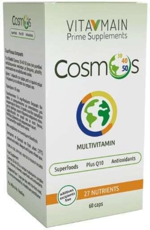 VITAMAIN Cosmos 30 40 50 Multivitamin Συμπλήρωμα Διατροφής Για Την Αντιμετώπιση Της Ψυχολογικής & Σωματικής Κόπωσης 60 Κάψουλες