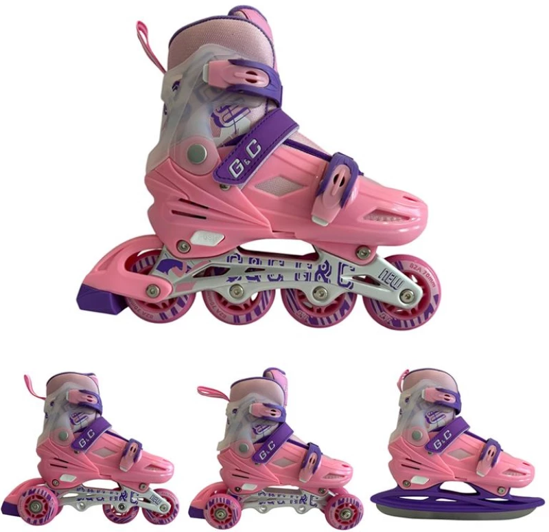 Αυξομειούμενα Roller GC BW125 ΣΕΤ 4 ΣΕ 1 INLINE SKATES  Ροζ/Μωβ- Small(31-34)