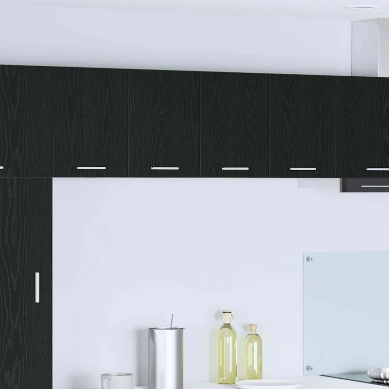 vidaXL Κρεμαστό ντουλάπι με ράφι Riga 2 pcs Μαύρος Δρυς και Λευκό