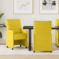 vidaXL Καρέκλες Φαγητού με Ρόδες 2 pcs Κίτρινο 58 x 67 x 97 εκ Βελούδο