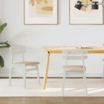 vidaXL Καρέκλα τραπεζαρίας 2 pcs Λευκό και Καφέ Στερεό Ξύλο Ραβέντι