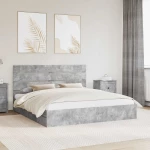 vidaXL Κρεβάτι Αποθήκης Σκυρόδεμα Γκρι 200 x 200 cm Επεξεργασμένο ξύλο