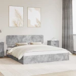 vidaXL Κρεβάτι Αποθήκης Σκυρόδεμα Γκρι 200 x 200 cm Επεξεργασμένο ξύλο
