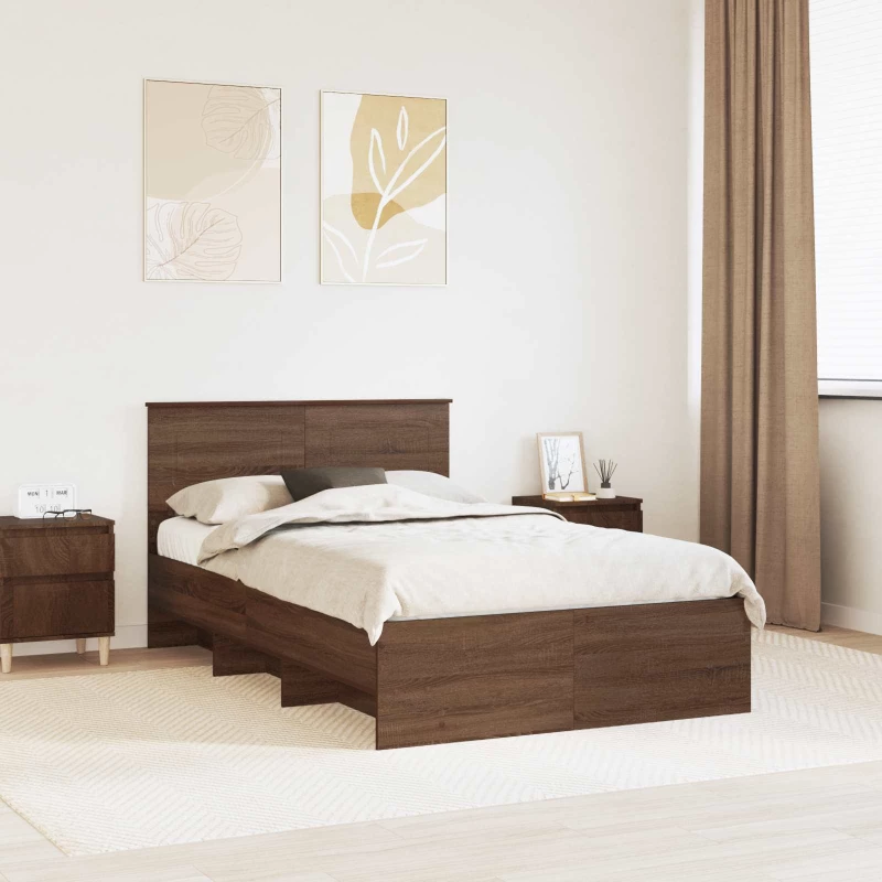 vidaXL Σκελετός Κρεβατιού Καφέ δρυς 120 x 123 εκ. Επεξεργασμένο ξύλο