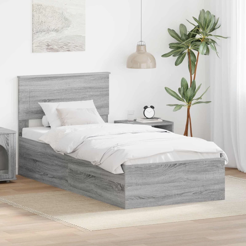 vidaXL Σκελετός Κρεβατιού Γκρίζο Σονομα 75 x 190 cm Επεξεργασμένο ξύλο