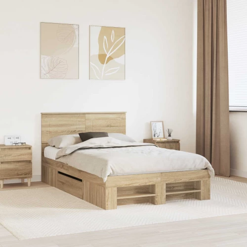 vidaXL Σκελετός Κρεβατιού Δρύς Sonoma 120 x 200 cm Επεξεργασμένο ξύλο