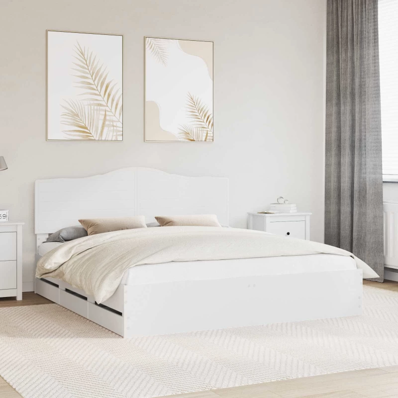 vidaXL Σκελετός Κρεβατιού Λευκό 180 x 200 cm Μηχανήματος Ξύλο