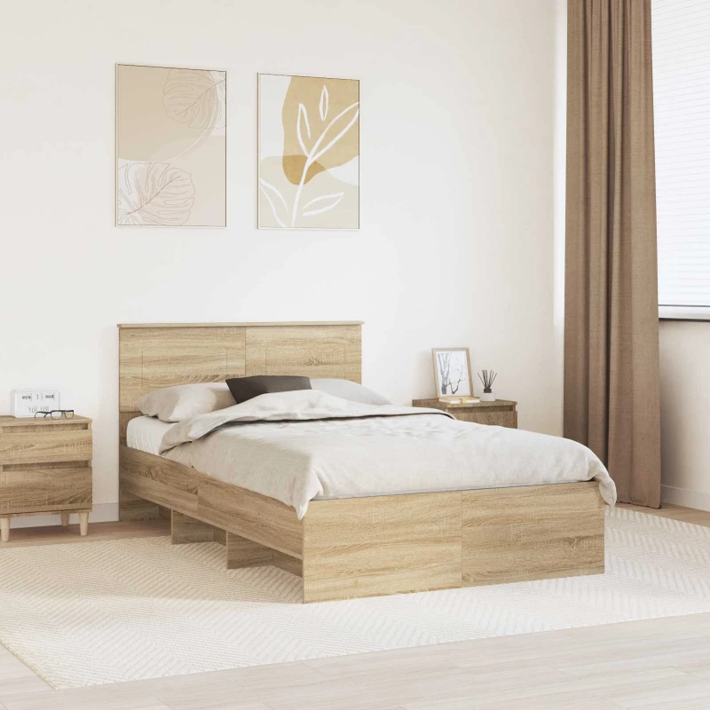 vidaXL Σκελετός Κρεβατιού Δρύς Sonoma 120 x 123 εκ. Επεξεργασμένο ξύλο