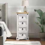 vidaXL Κομοδίνο Λευκό 35 x 32,5 x 74 εκ. Στερεά ξυλεία πεύκου