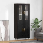 vidaXL Highboard Επιτοίχιο 2 pcs Μαύρη Οξυά 69,5 x 34 x 180 εκ.