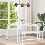 vidaXL Τραπεζαρία Λευκό 110 x 110 x 75 cm Στερεά ξυλεία πεύκου