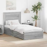 vidaXL Σκελετός Κρεβατιού Γκρίζο Σονομα 90 x 200 cm Επεξεργασμένο ξύλο