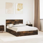 vidaXL Κρεβάτι Αποθήκης Καπνιστό Δρύς 135 x 190 cm Επεξεργασμένο ξύλο
