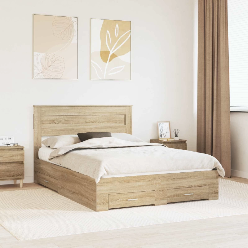 vidaXL Σκελετός Κρεβατιού Δρύς Sonoma 140 x 190 cm Επεξεργασμένο ξύλο