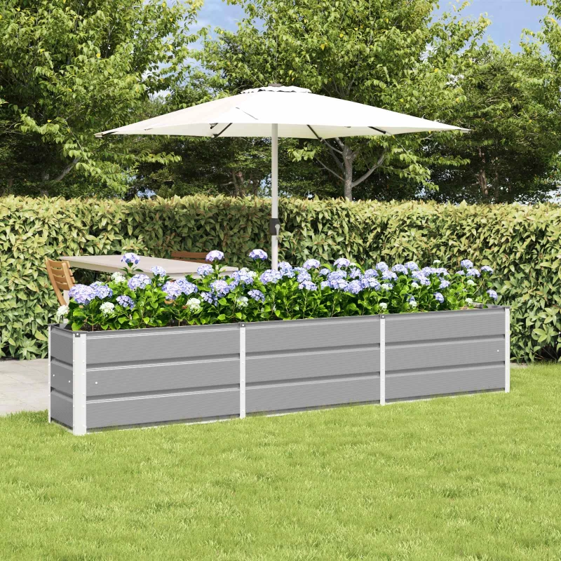 vidaXL Γλάστρα Ανοιχτό γκρι 240 x 40 x 45 cm Ατσάλι