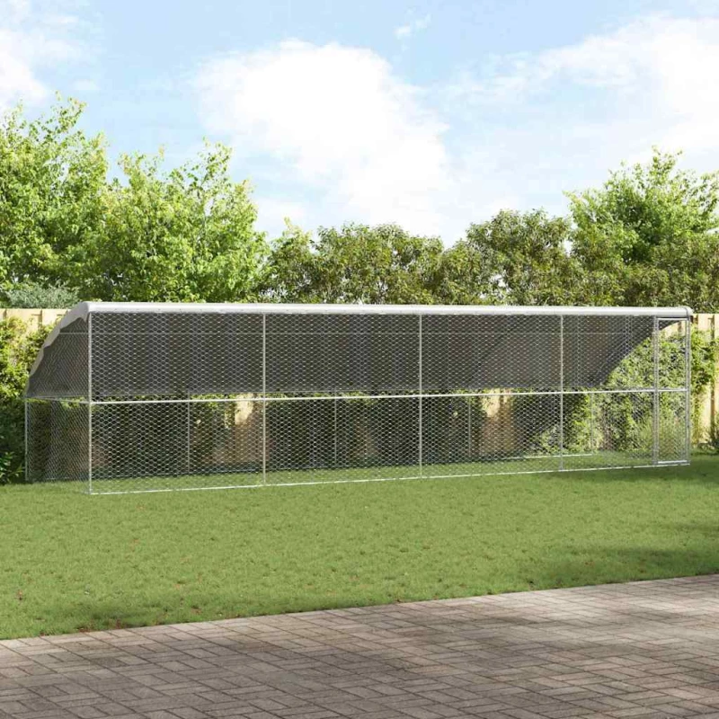 vidaXL Κλουβί Σκύλου με αποθήκευση 4 pcs Ασημί 8 x 2 x 2 m Ατσάλι