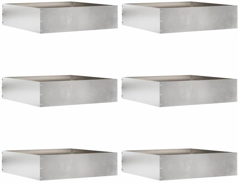 vidaXL Περίγραμμα γκαζόν 6 pcs Ασημί 50 x 50 x 13 εκ Ανοξείδωτο ατσάλι