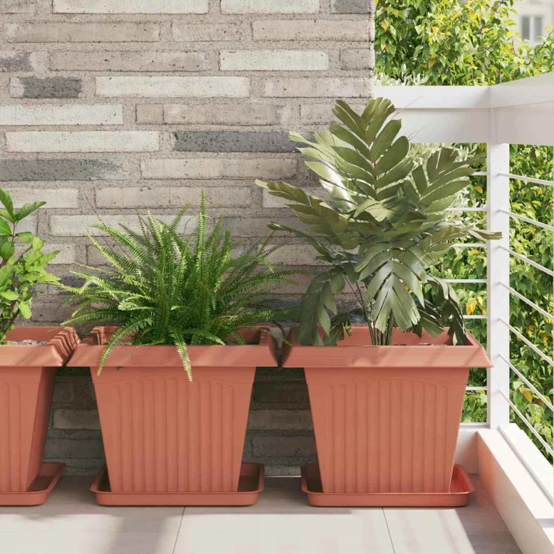 vidaXL Τετράγωνη Γλάστρα για Λουλούδια 24 pcs Κεραμιδί