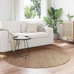 vidaXL Χαλιά χώρου Γύρος Μουάρ Φυσικό Ø 160 CM