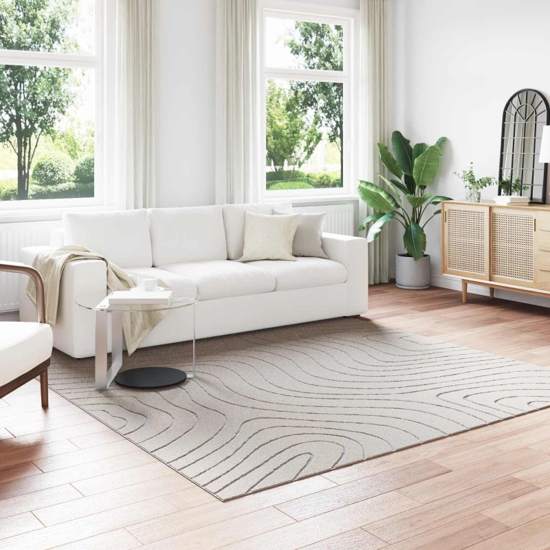vidaXL Χαλιά χώρου τετράγωνο Κρεμ 240 x 240 cm