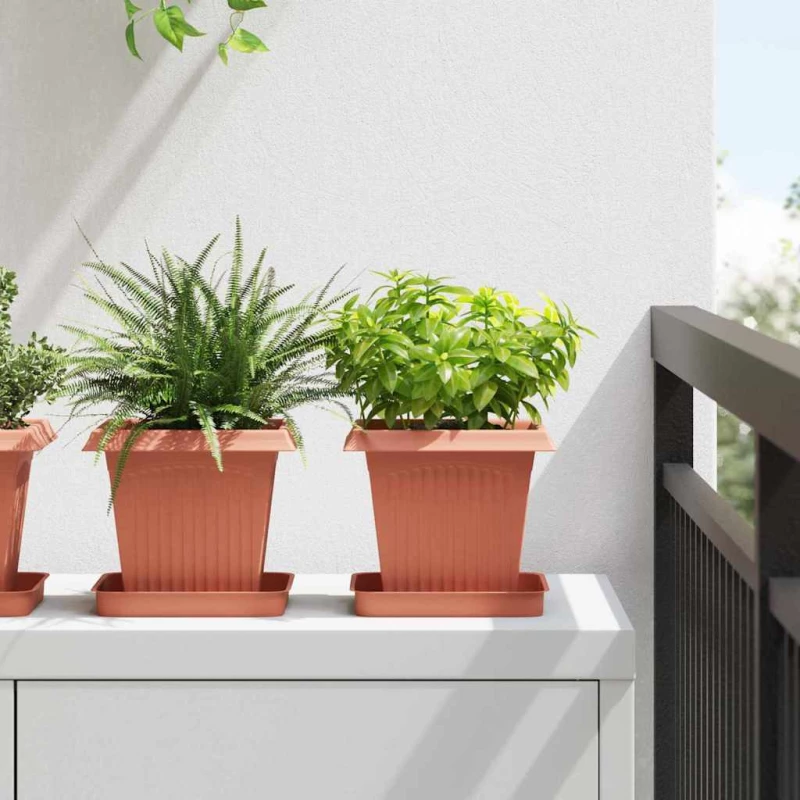 vidaXL Τετράγωνη Γλάστρα για Λουλούδια 24 pcs Κεραμιδί