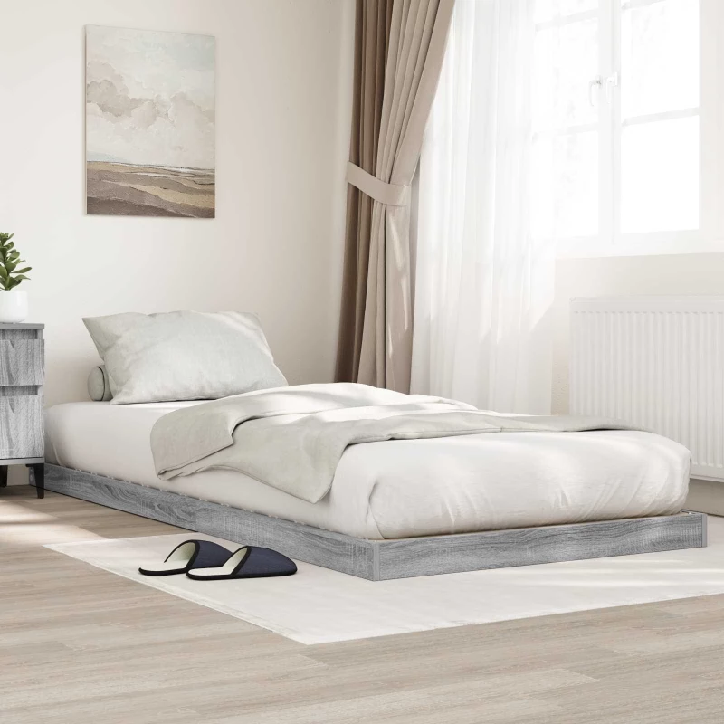 vidaXL Κρεβάτι δαπέδου Γκρίζο Σονομα 90 x 190 cm Επεξεργασμένο ξύλο