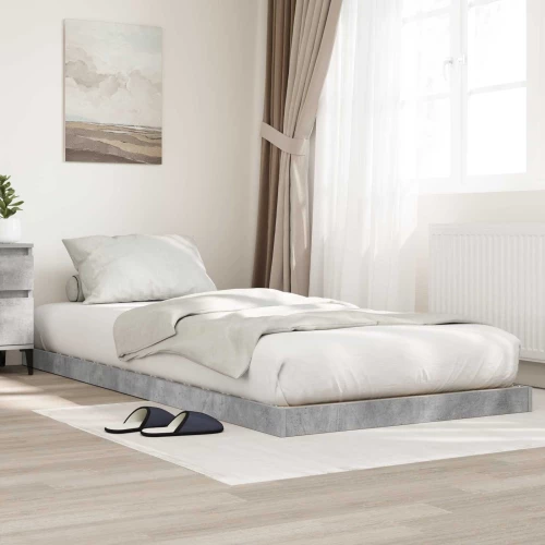 vidaXL Κρεβάτι δαπέδου Σκυρόδεμα Γκρι 90 x 190 cm Επεξεργασμένο ξύλο