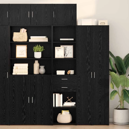 vidaXL Highboard Μαύρη Οξυά 45 x 42,5 x 185 εκ. Επεξεργασμένο ξύλο