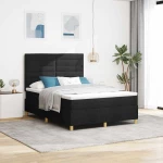 vidaXL Κρεβάτι με ελατήρια με στρώμα Μαύρο 140 x 190 cm ύφασμα