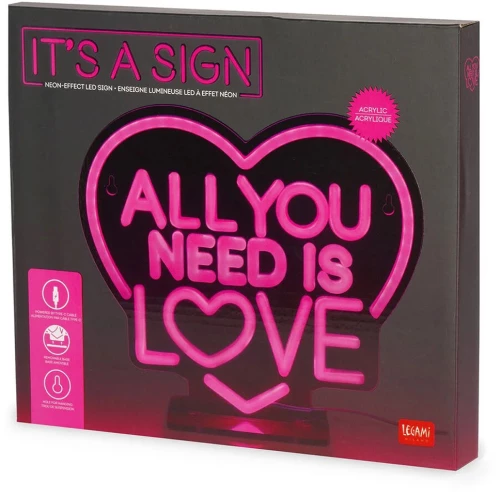 LEGAMI NEON EFFECT LED ΠΙΝΑΚΙΔΑ - IT'S A SIGN - ALL YOU NEED IS LOVE (#NEL0005)