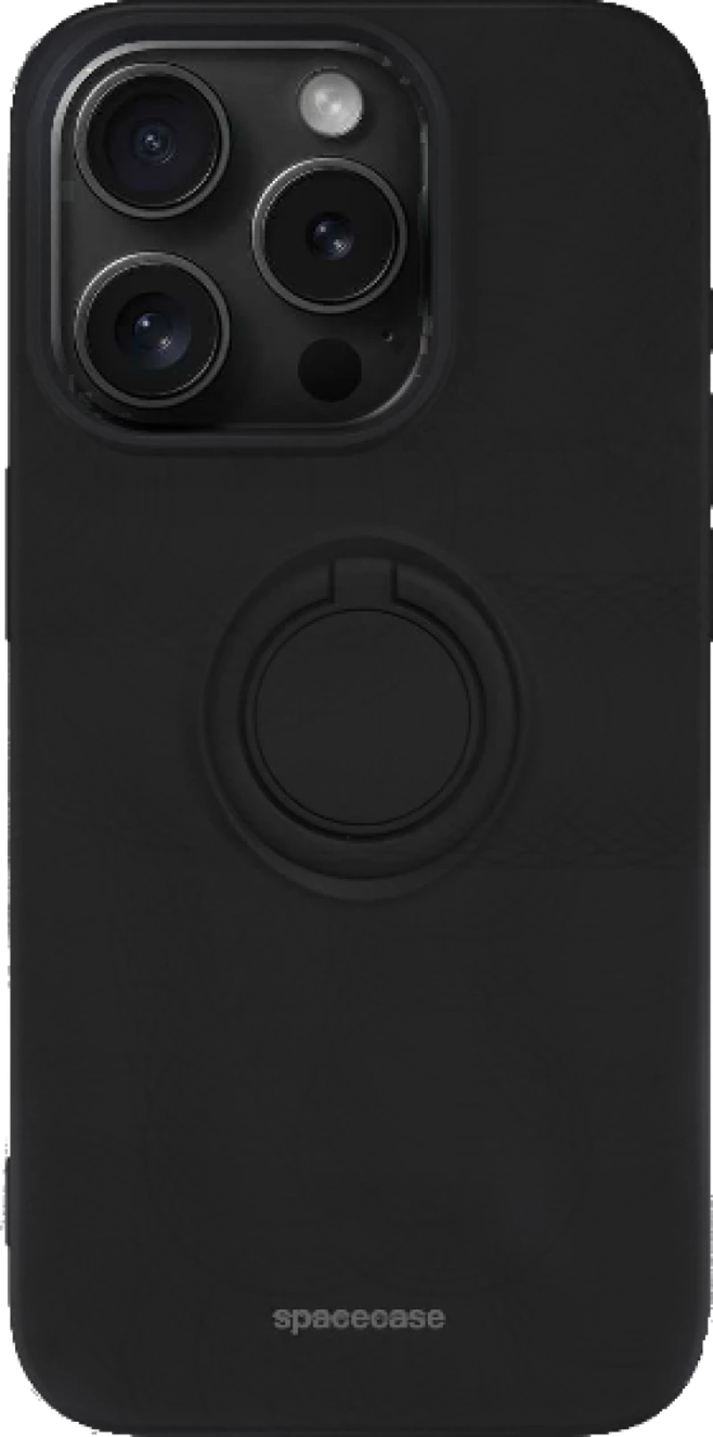Θήκη iPhone 14 Pro Spacecase Silicone Ring Σιλικόνης με Μεταλλικό Μαγνητικό Ring Holder - Black (5905719013530)