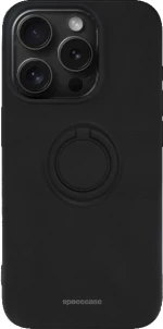 Θήκη iPhone 14 Pro Spacecase Silicone Ring Σιλικόνης με Μεταλλικό Μαγνητικό Ring Holder - Black (5905719013530)