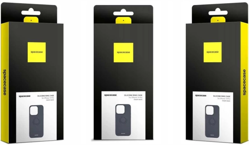 Θήκη iPhone 14 Pro Spacecase Silicone Ring Σιλικόνης με Μεταλλικό Μαγνητικό Ring Holder - Black (5905719013530)