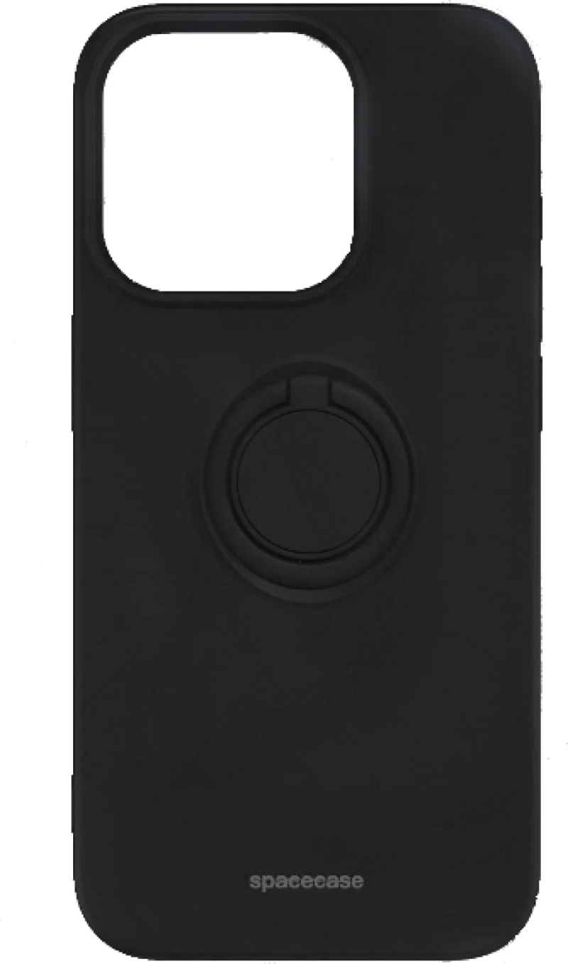 Θήκη iPhone 14 Pro Spacecase Silicone Ring Σιλικόνης με Μεταλλικό Μαγνητικό Ring Holder - Black (5905719013530)