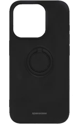 Θήκη iPhone 14 Pro Spacecase Silicone Ring Σιλικόνης με Μεταλλικό Μαγνητικό Ring Holder - Black (5905719013530)