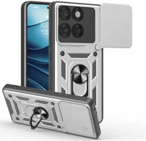 Θήκη Motorola Edge 60 Pro Bodycell Armor Slide Ανθεκτική με Κάλυμμα για την Κάμερα & Μεταλλικό Ring Holder - Silver (5206015084829)