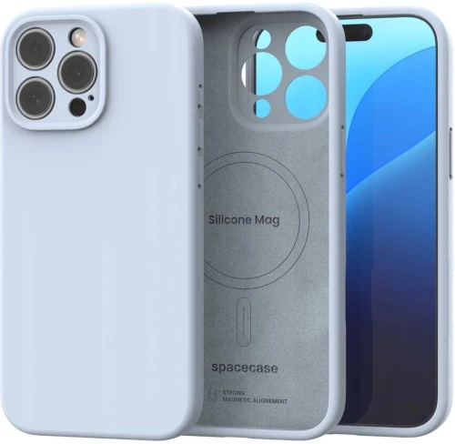 Θήκη iPhone 15 Pro Max Spacecase Silicone Mag Case Σιλικόνης με MagSafe - Baby Blue (5905719137885)