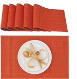 Σουπλά Relaxdays Set of 6 Rectangular Bamboo Placemats από Μπαμπού 45 x 30 cm 6 Τεμάχια - Red (10020505_47)