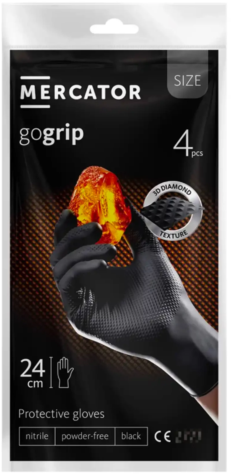 Amio - ΓΑΝΤΙΑ ΝΙΤΡΙΛΙΟΥ MERCATOR GOGRIP ΣΕ ΜΑΥΡΟ ΧΡΩΜΑ SMALL (S) 4ΤΕΜ. (MER20775/AM)