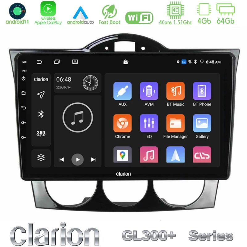 Clarion GL300+ Series 4Core Android11 4+64GB  Mazda RX8 2003-2008 Navigation Multimedia Tablet 9"